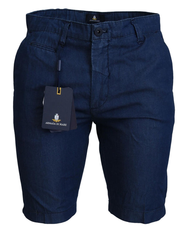 Navy Blue Cotton Bermuda Men Shorts