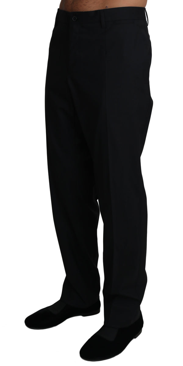 Black Wool Stretch Dress Trousers Pants