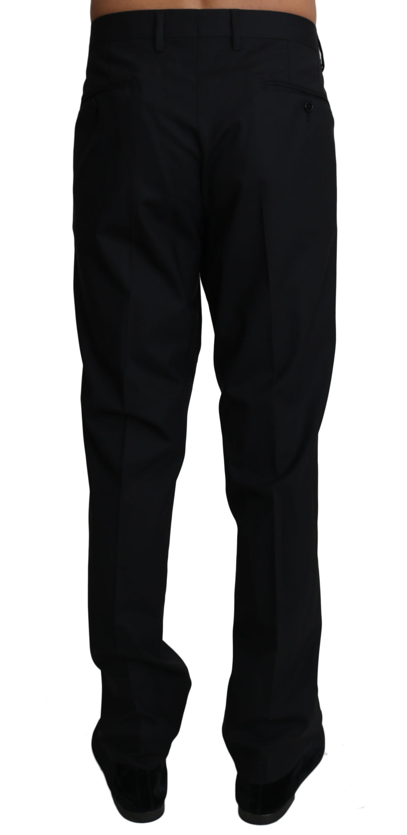 Black Wool Stretch Dress Trousers Pants