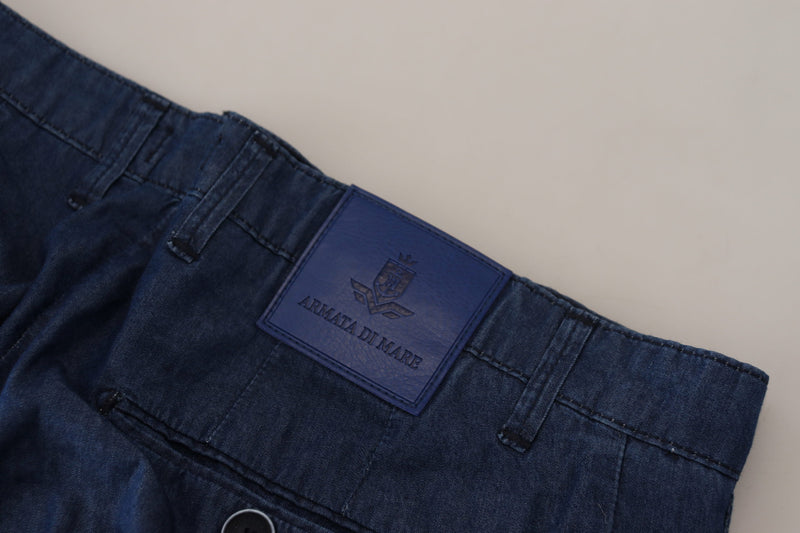 Navy Blue Cotton Bermuda Men Shorts