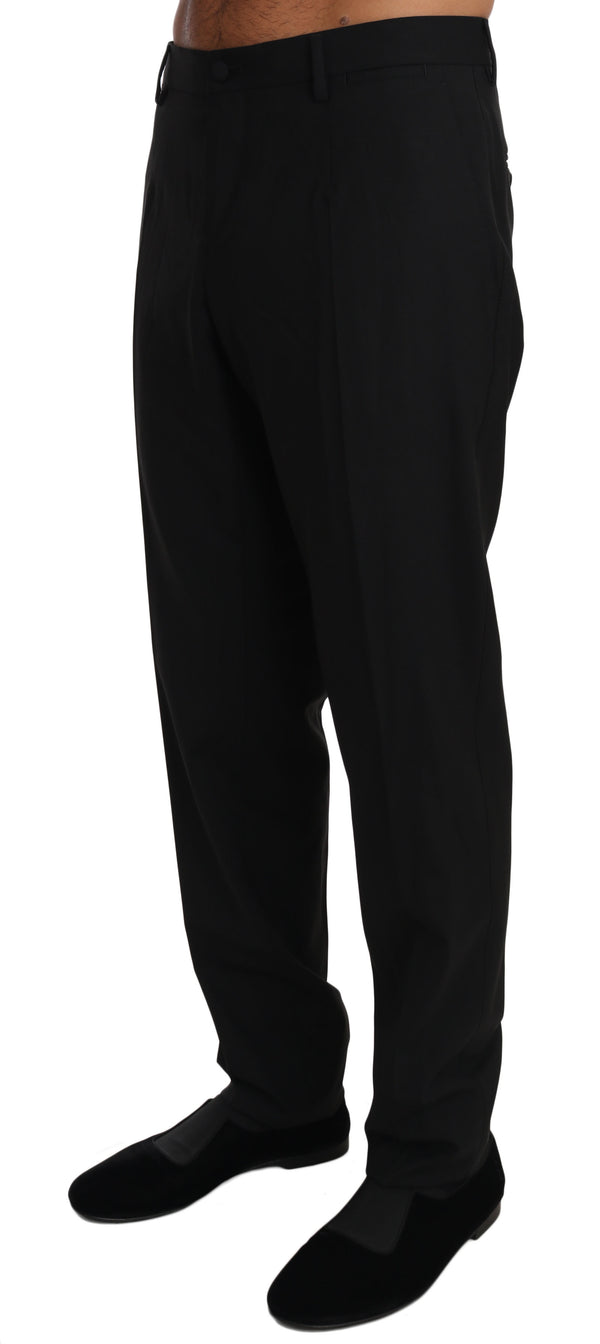 Black Wool Stretch Dress Trousers Pants