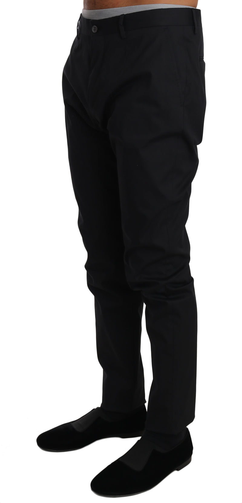 Black Cotton Stretch Formal Trousers Pants