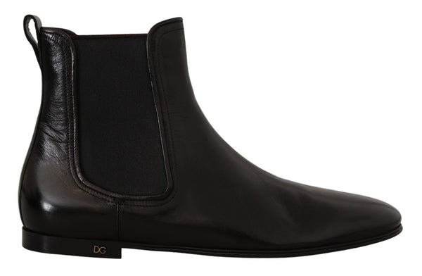 Black Leather Derby Boots Ankle Shoes