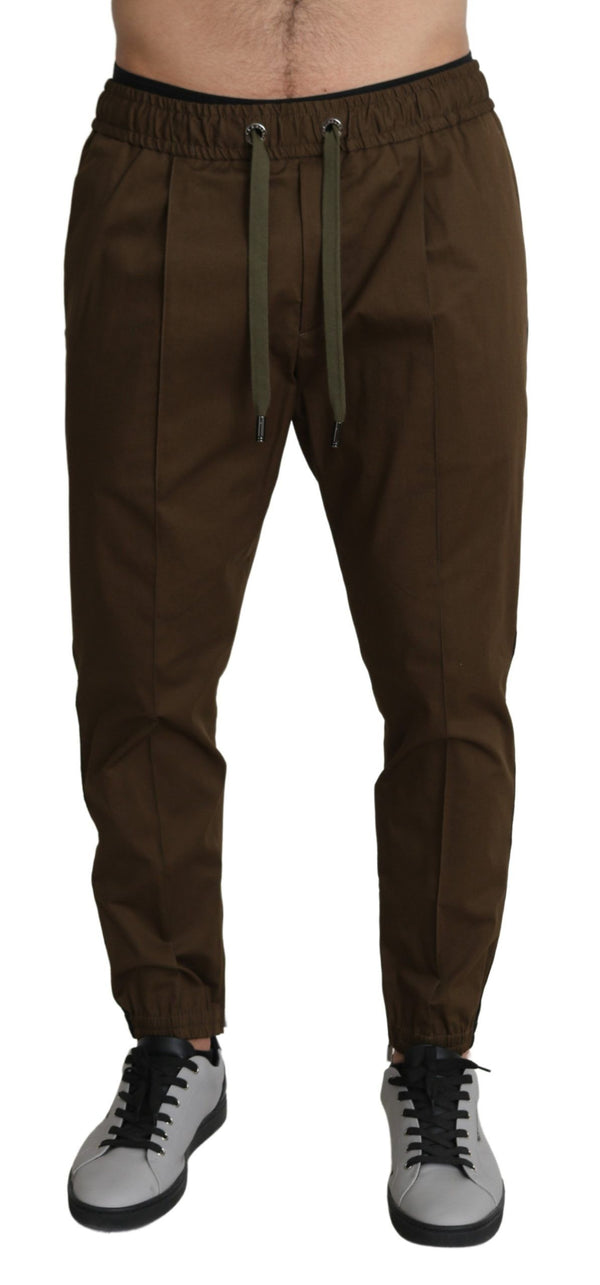 Brown Cotton Stretch Logo Sweatpants Pants