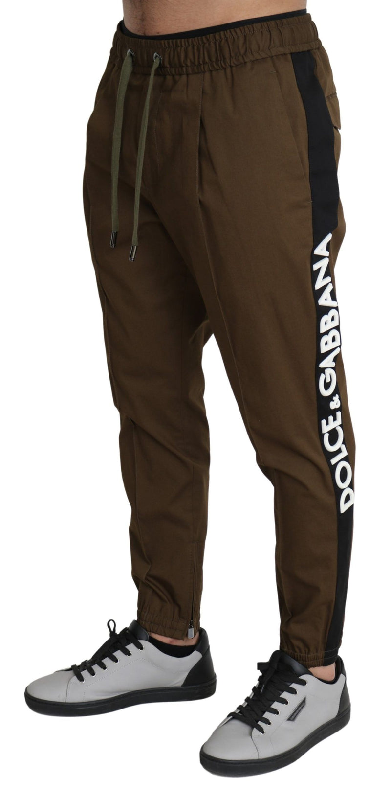 Brown Cotton Stretch Logo Sweatpants Pants