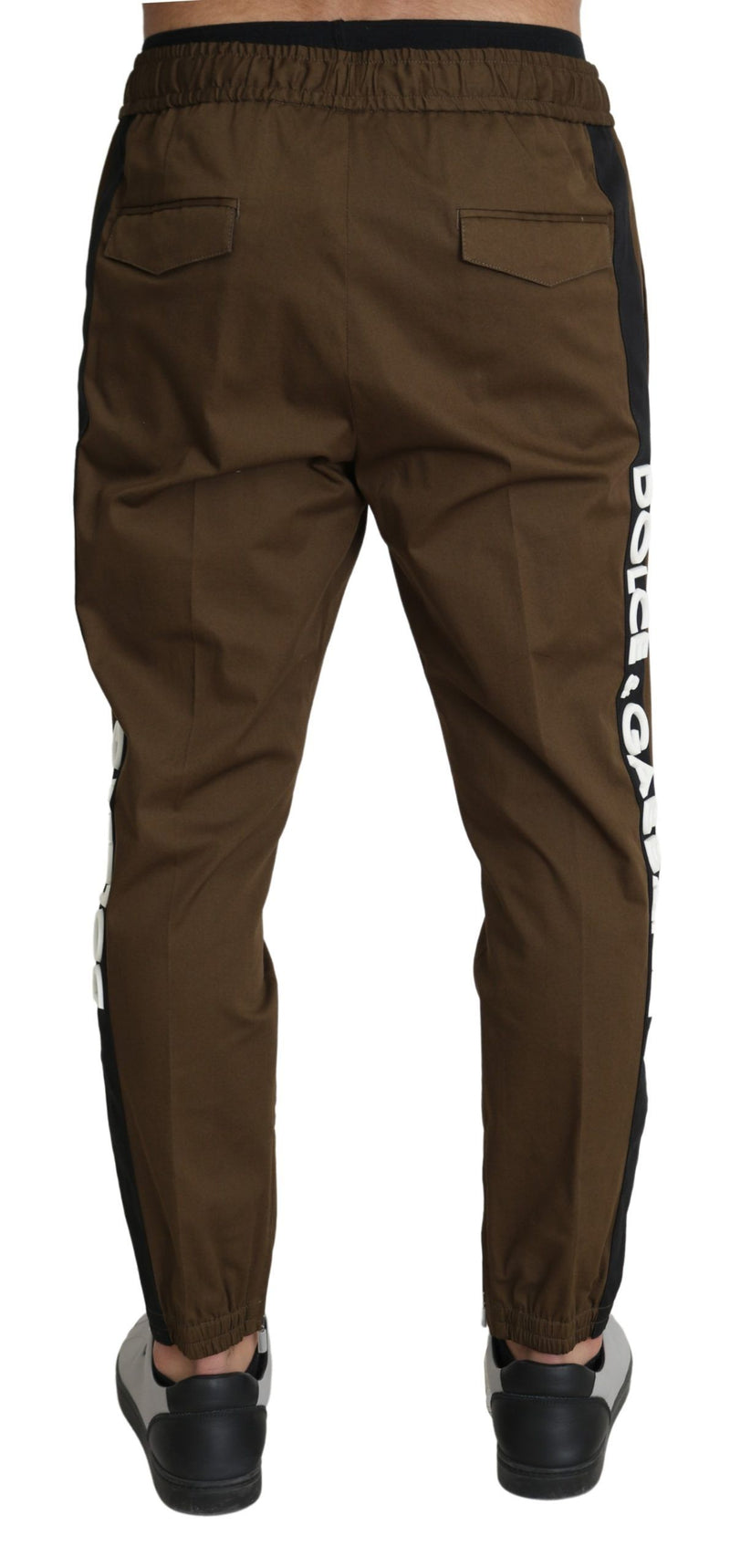 Brown Cotton Stretch Logo Sweatpants Pants