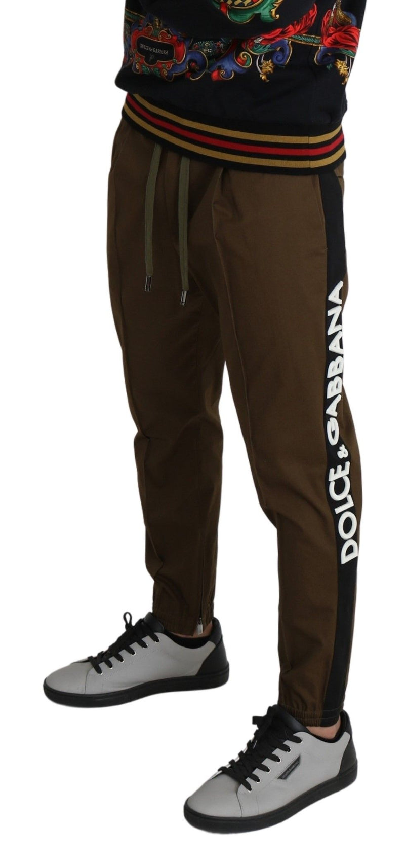 Brown Cotton Stretch Logo Sweatpants Pants