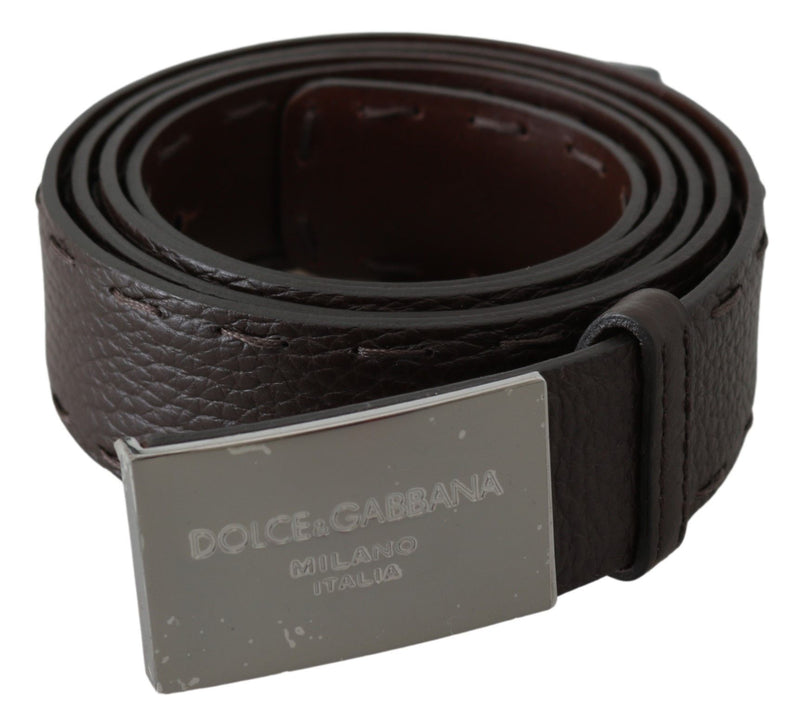 Brown Pattern Leather DG Logo Buckle Belt