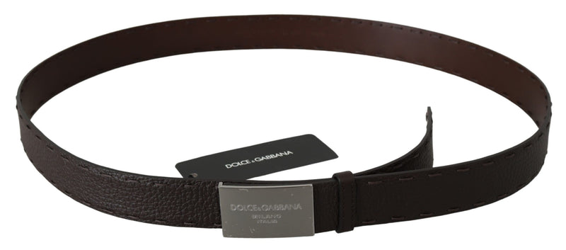 Brown Pattern Leather DG Logo Buckle Belt