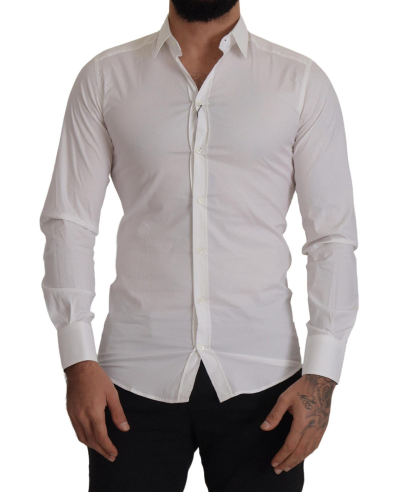 White Stretch GOLD Slim Fit Dress Shirt