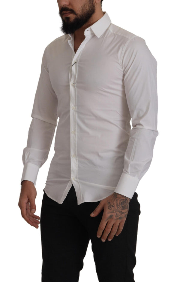 White Stretch GOLD Slim Fit Dress Shirt