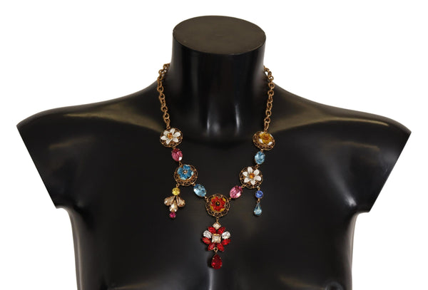 Gold Brass Floral Sicily Charms Statement Necklace