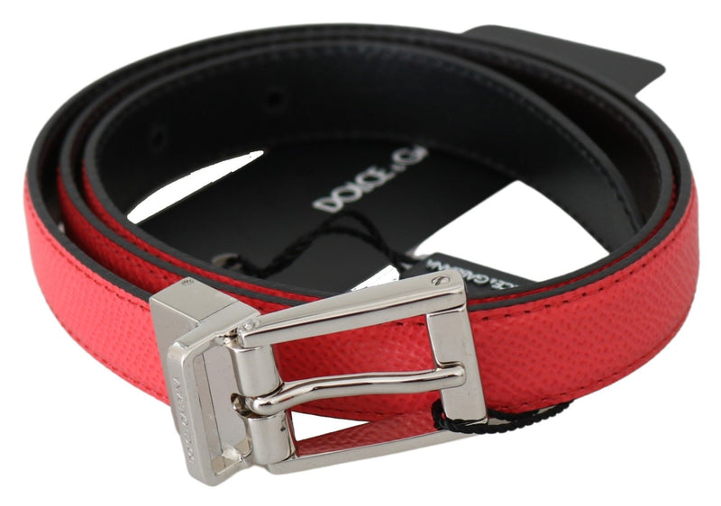 Pink Leather Silver Logo Buckle Belt