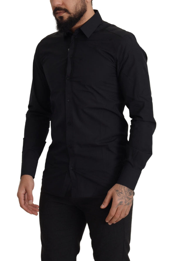 Black Cotton GOLD Slim Fit Dress Shirt