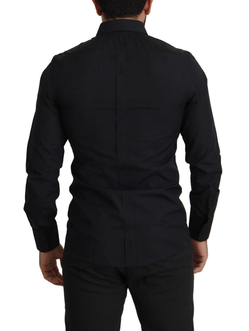 Black Cotton GOLD Slim Fit Dress Shirt