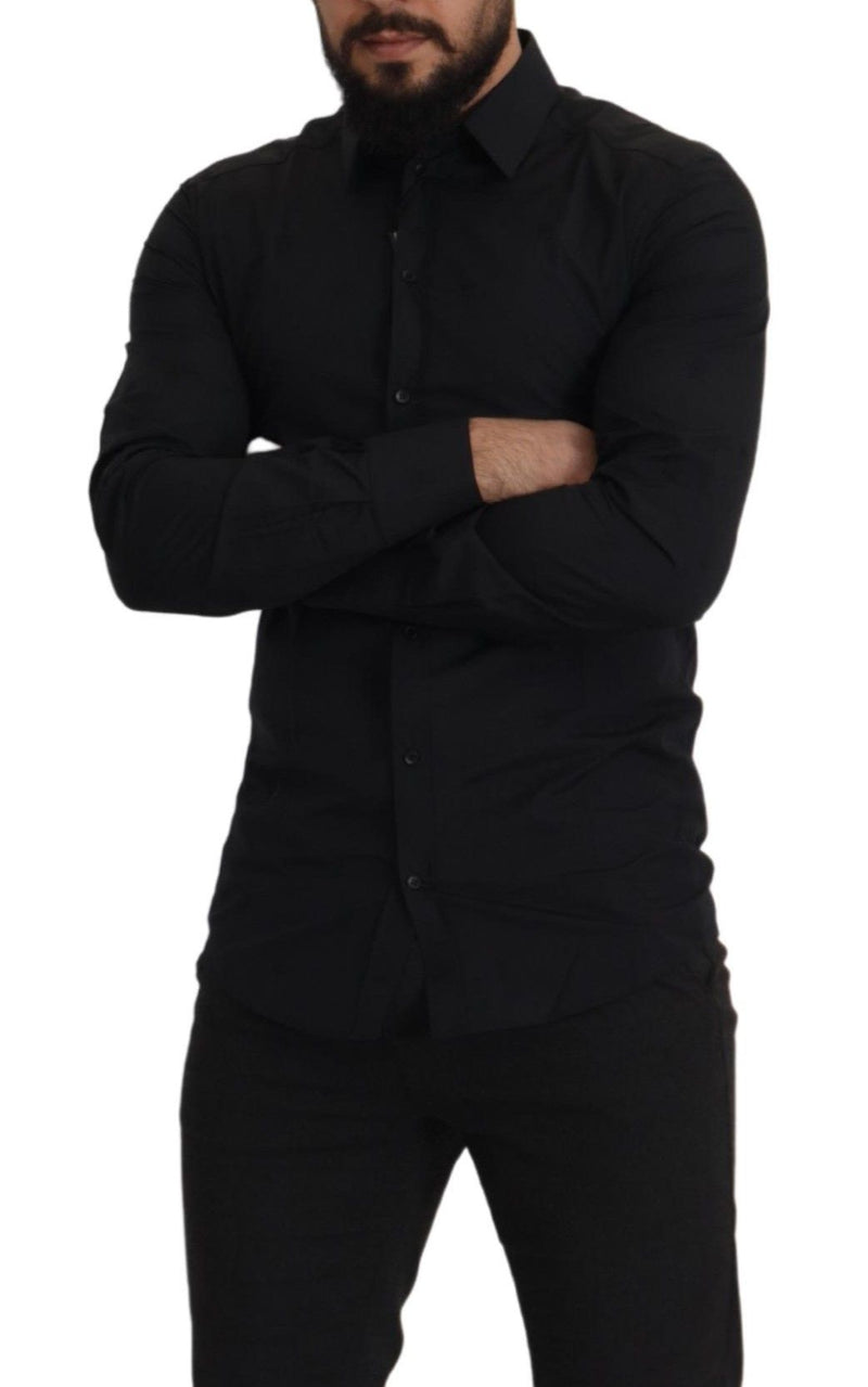 Black Cotton GOLD Slim Fit Dress Shirt