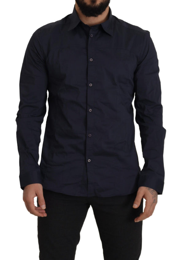 Dark Blue Cotton Men Dress Men Formal Shirt