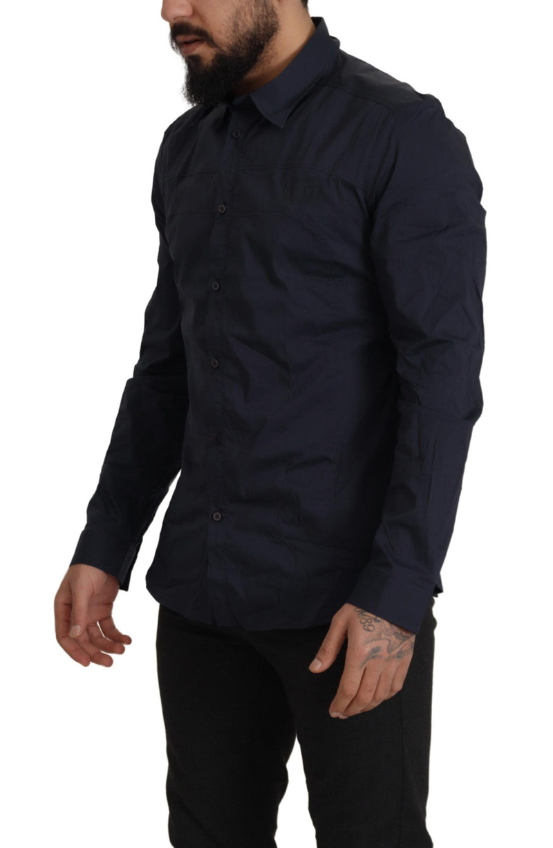 Dark Blue Cotton Men Dress Men Formal Shirt