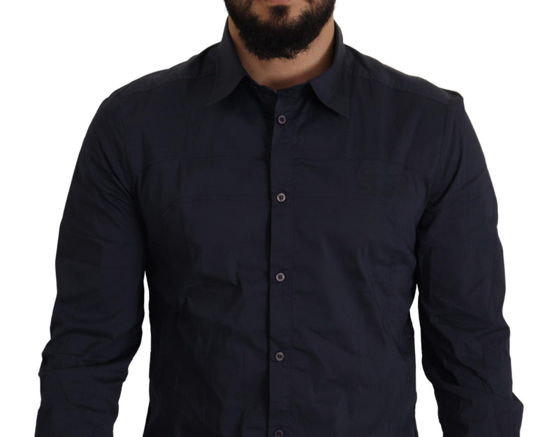 Dark Blue Cotton Men Dress Men Formal Shirt