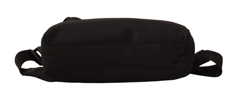 Black Nylon Embossed Logo Two-Way Zip Fanny Pack Bag