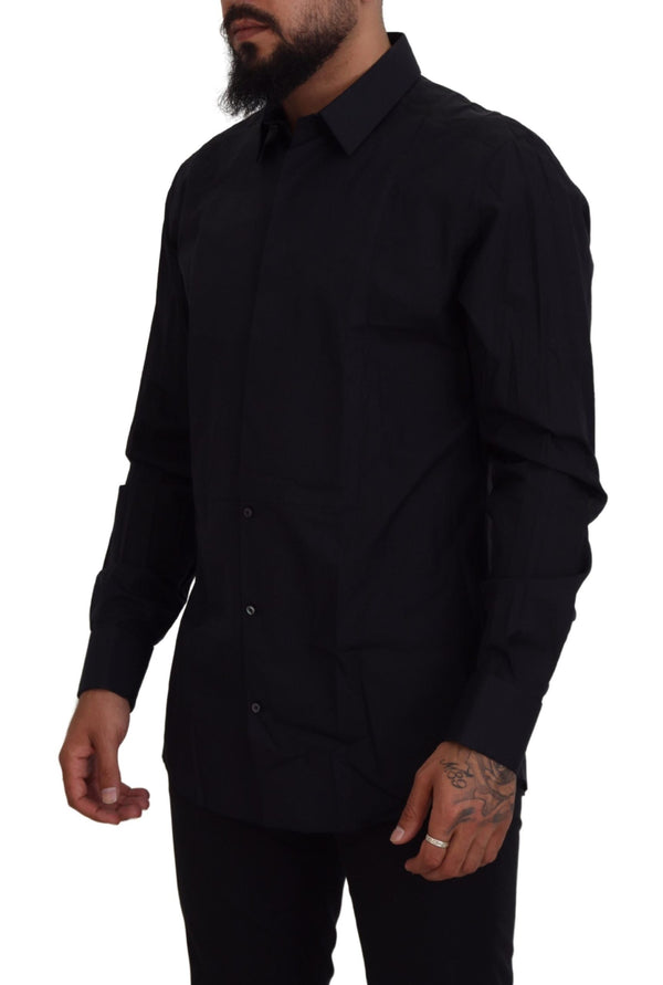 Black Gold Cotton Slim Fit Dress Mens Shirt