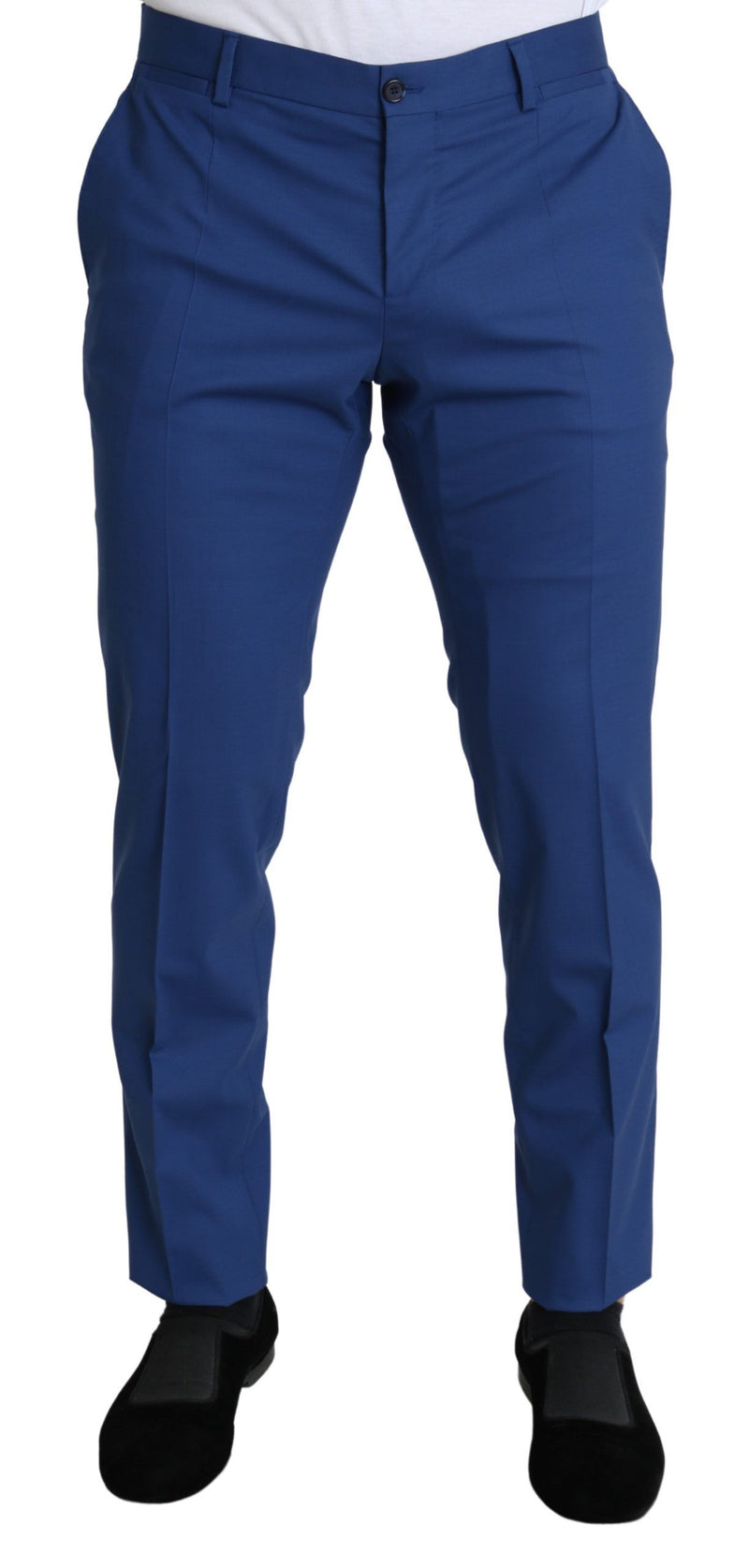 Blue Wool Skinny Formal Trouser Dress Pants