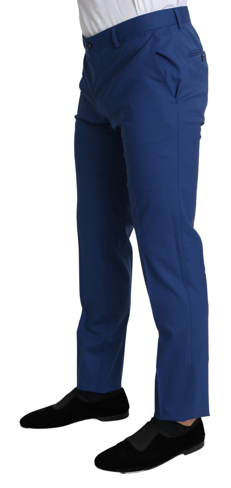 Blue Wool Skinny Formal Trouser Dress Pants