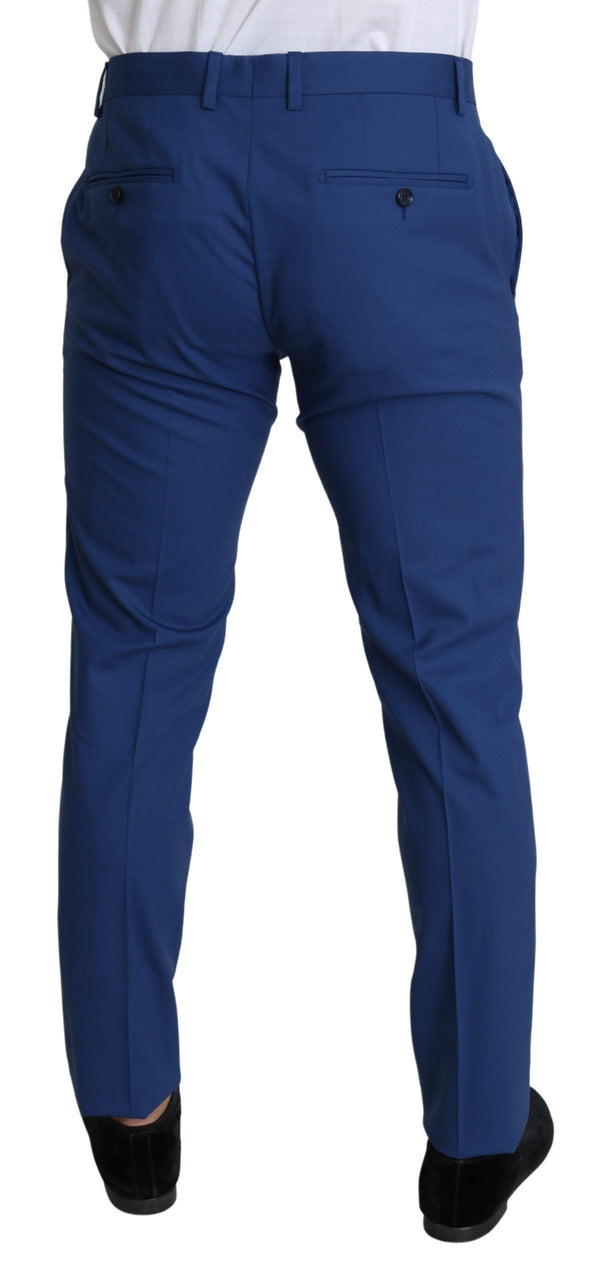 Blue Wool Skinny Formal Trouser Dress Pants