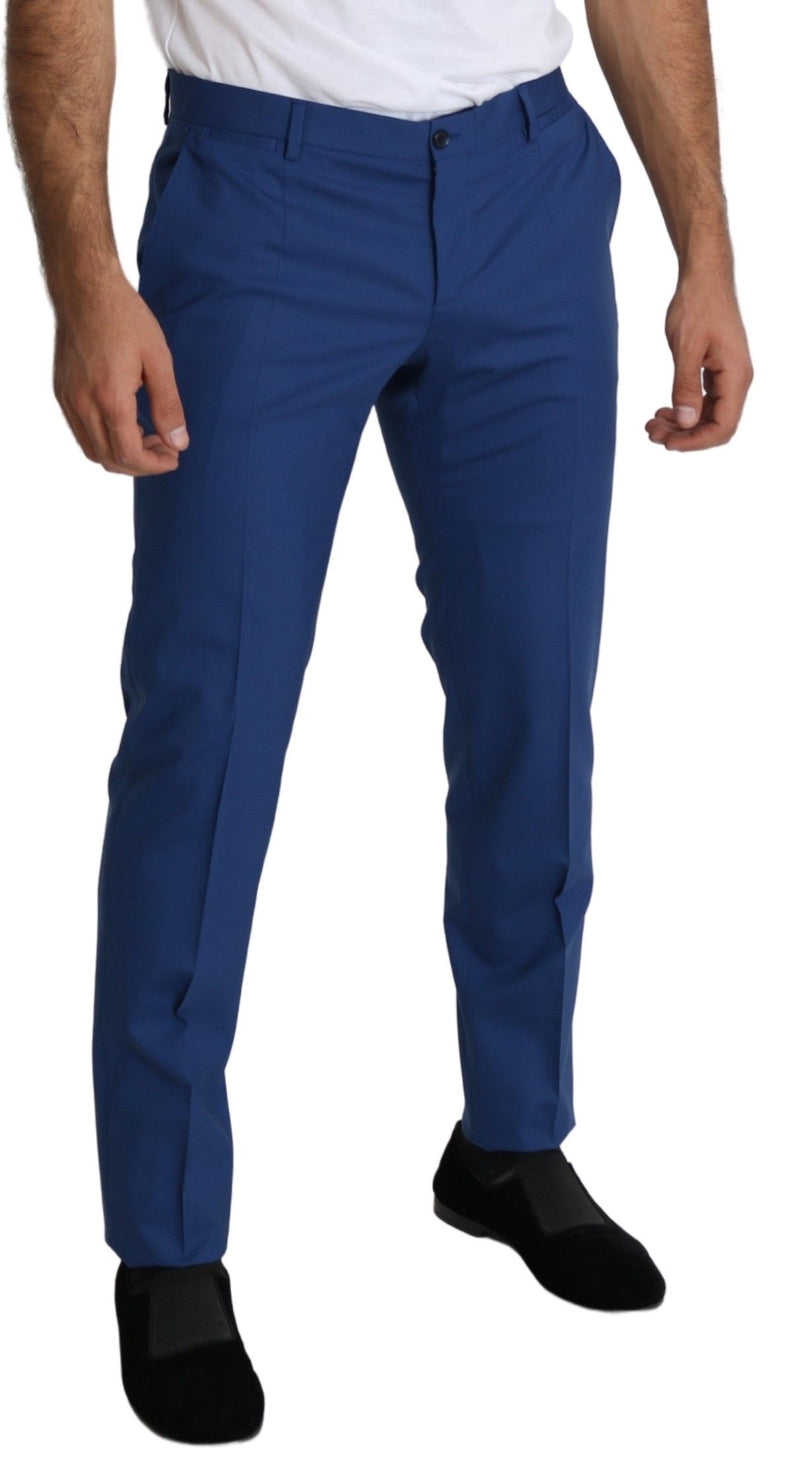 Blue Wool Skinny Formal Trouser Dress Pants