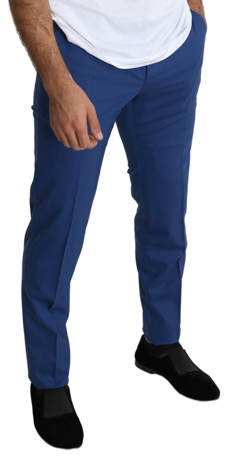 Blue Wool Skinny Formal Trouser Dress Pants