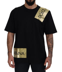 Black Gold DG Logo Cotton Crewneck  T-shirt