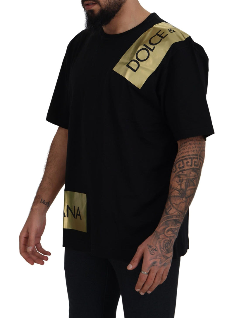 Black Gold DG Logo Cotton Crewneck  T-shirt