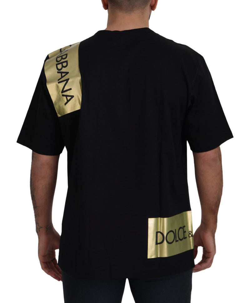 Black Gold DG Logo Cotton Crewneck  T-shirt