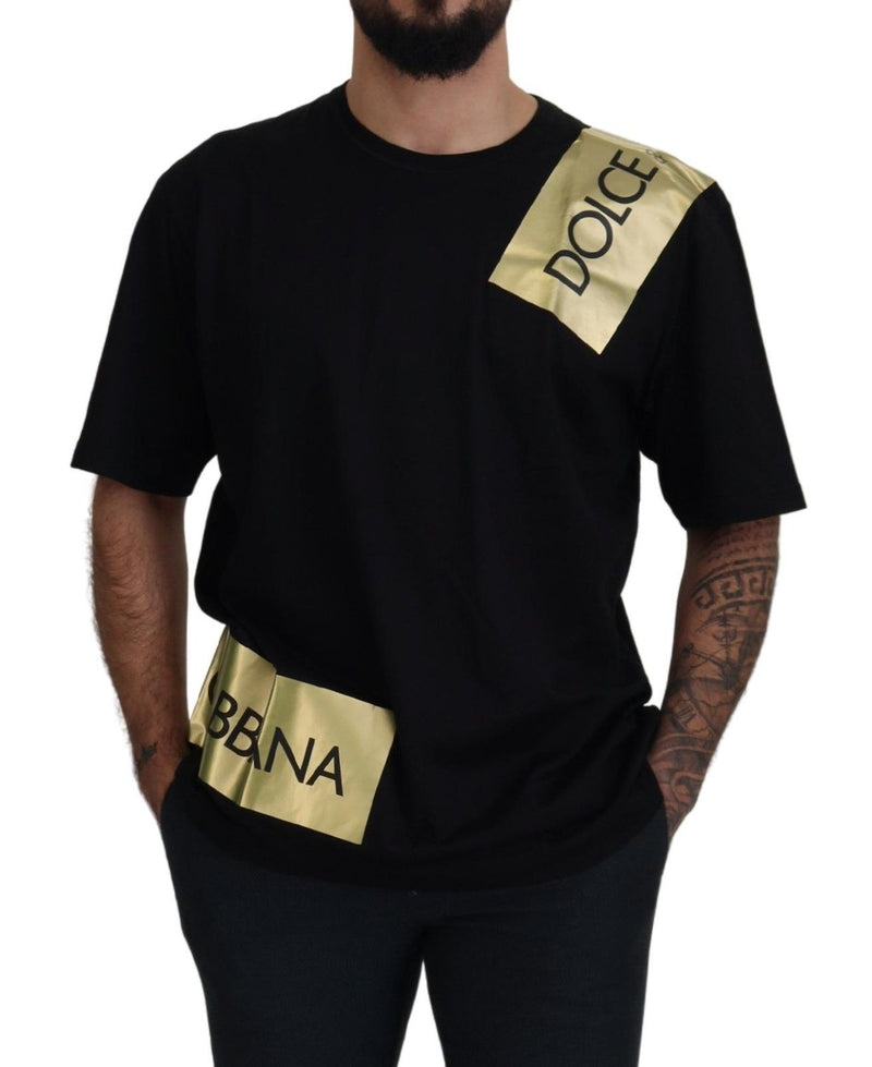 Black Gold DG Logo Cotton Crewneck  T-shirt