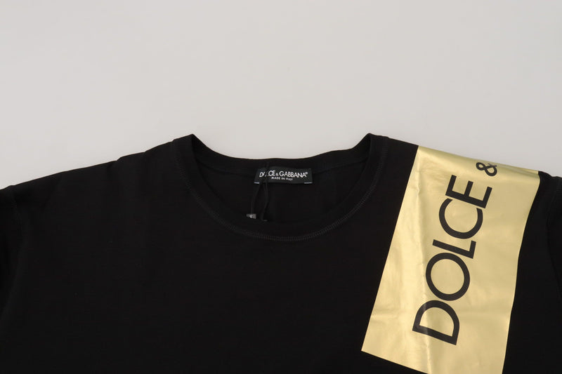 Black Gold DG Logo Cotton Crewneck  T-shirt