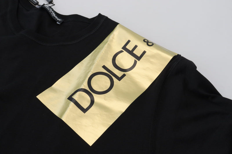 Black Gold DG Logo Cotton Crewneck  T-shirt