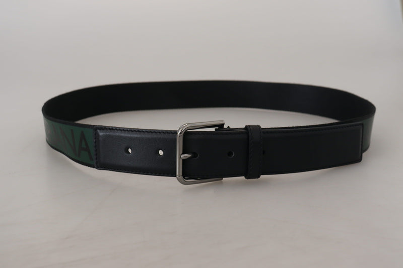 Green Print Cintura Silver Metal Buckle Belt