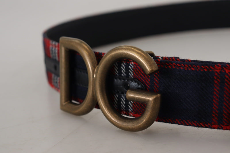 Multicolor Tartan Gold DG Metal Buckle Belt