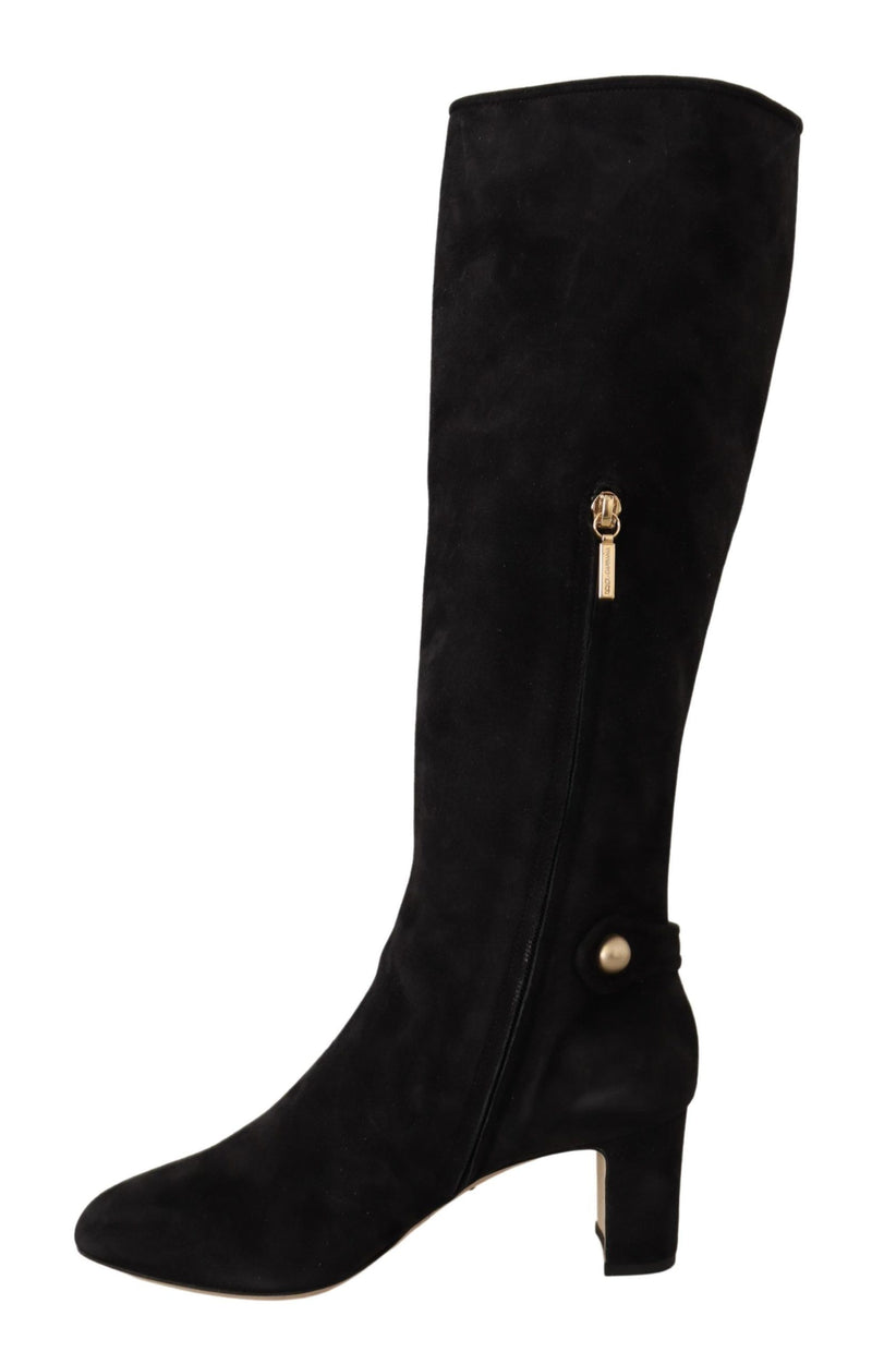 Black Leather Suede Vally Boots Shoes