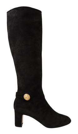 Black Leather Suede Vally Boots Shoes