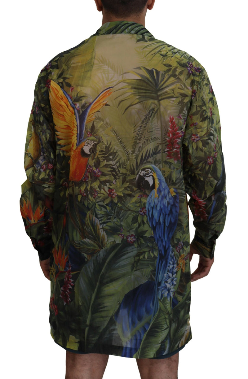 Multicolor Jungle Print Nylon Casual Shirt