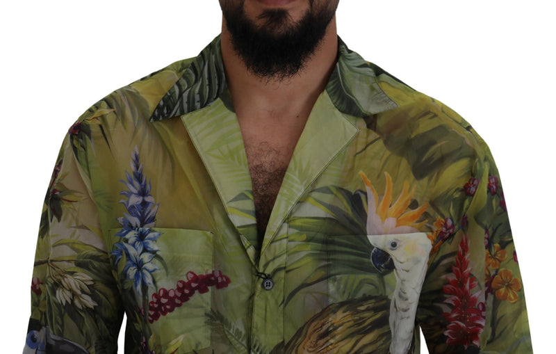 Multicolor Jungle Print Nylon Casual Shirt