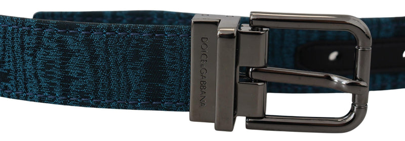 Blue Jacquard Moire Silver Metal Buckle Men