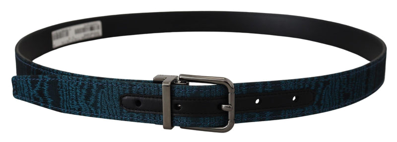 Blue Jacquard Moire Silver Metal Buckle Men