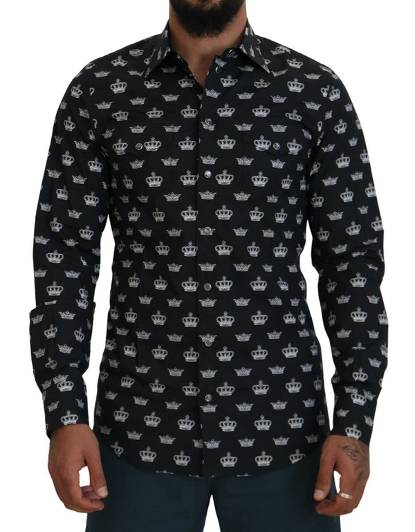 Black Crown Print GOLD Slim Shirt