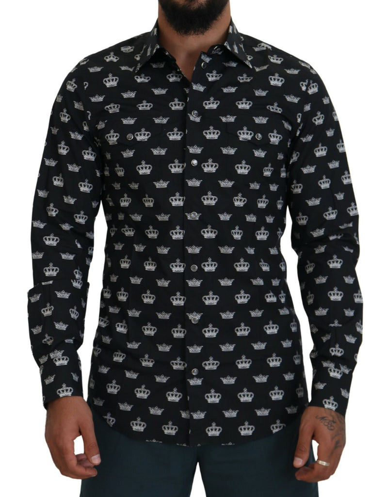 Black Crown Print GOLD Slim Shirt