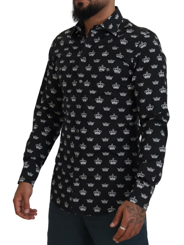 Black Crown Print GOLD Slim Shirt