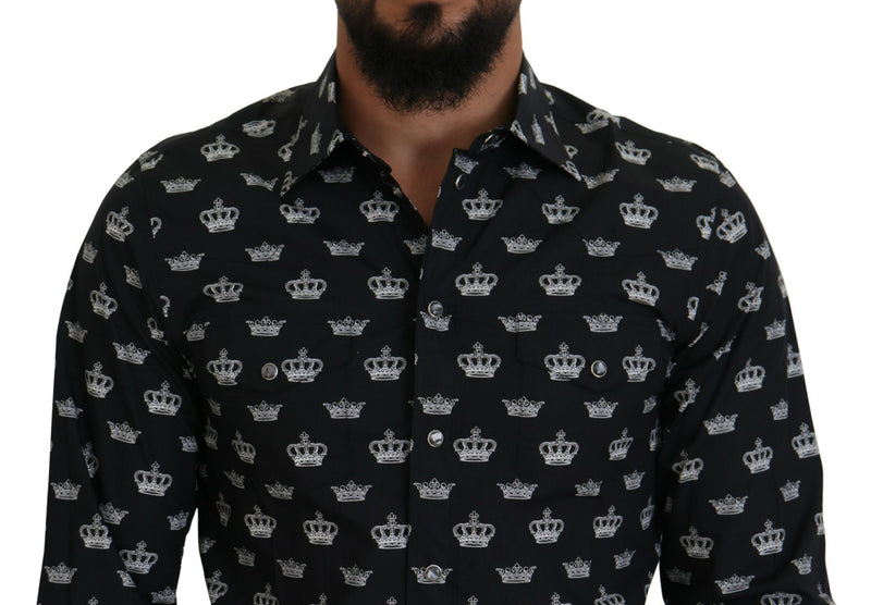 Black Crown Print GOLD Slim Shirt