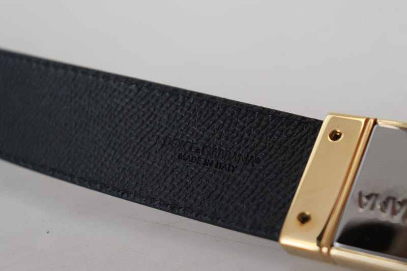 Blue Leather Gold Rectangle Buckle Men Belt