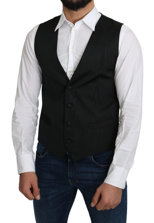 Gray 100% Silk Formal Coat Vest